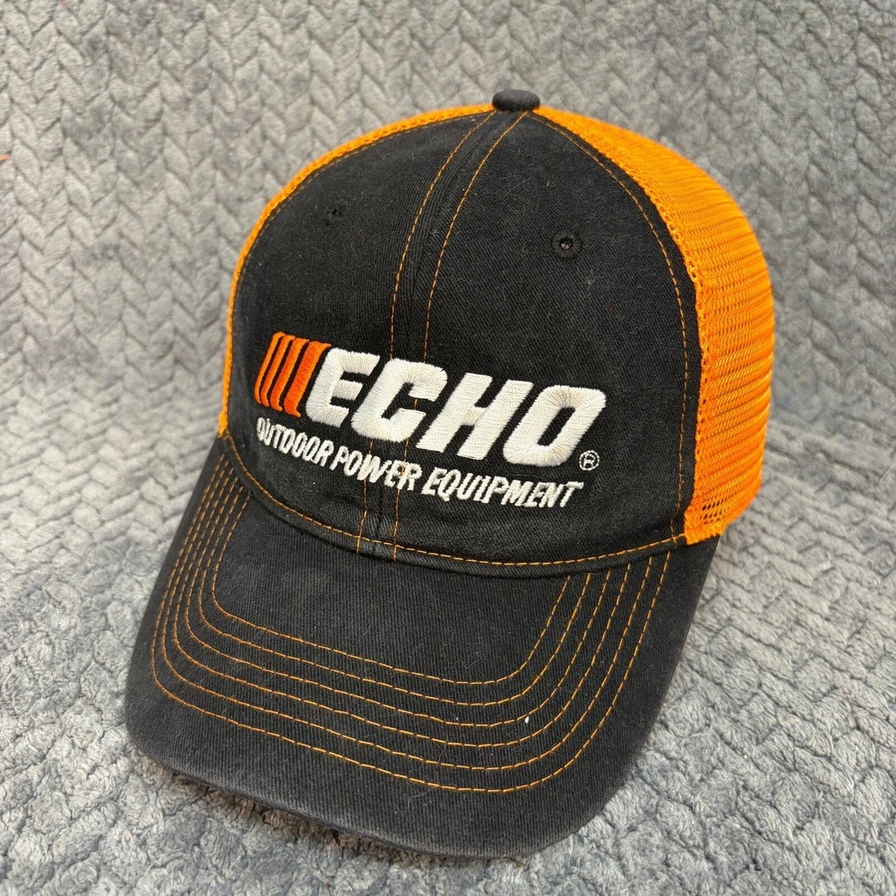 Echo Outdoor Power Equipment Trucker Hat Black Orange Mesh Snapback Cap